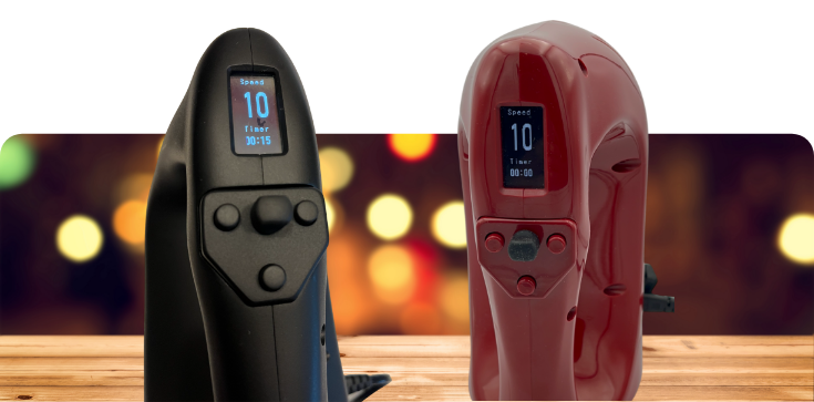 Digital OLED screen showing speed and timer